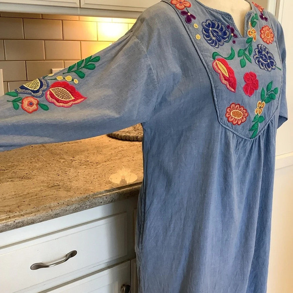 Vintage Kathleen Usherwood for Periphery Denim Maxi Dress Size Small - Picture 3 of 9